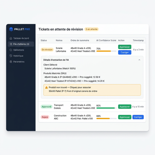 Tableau de bord de révision Human-In-The-Loop — Validation des commandes IA