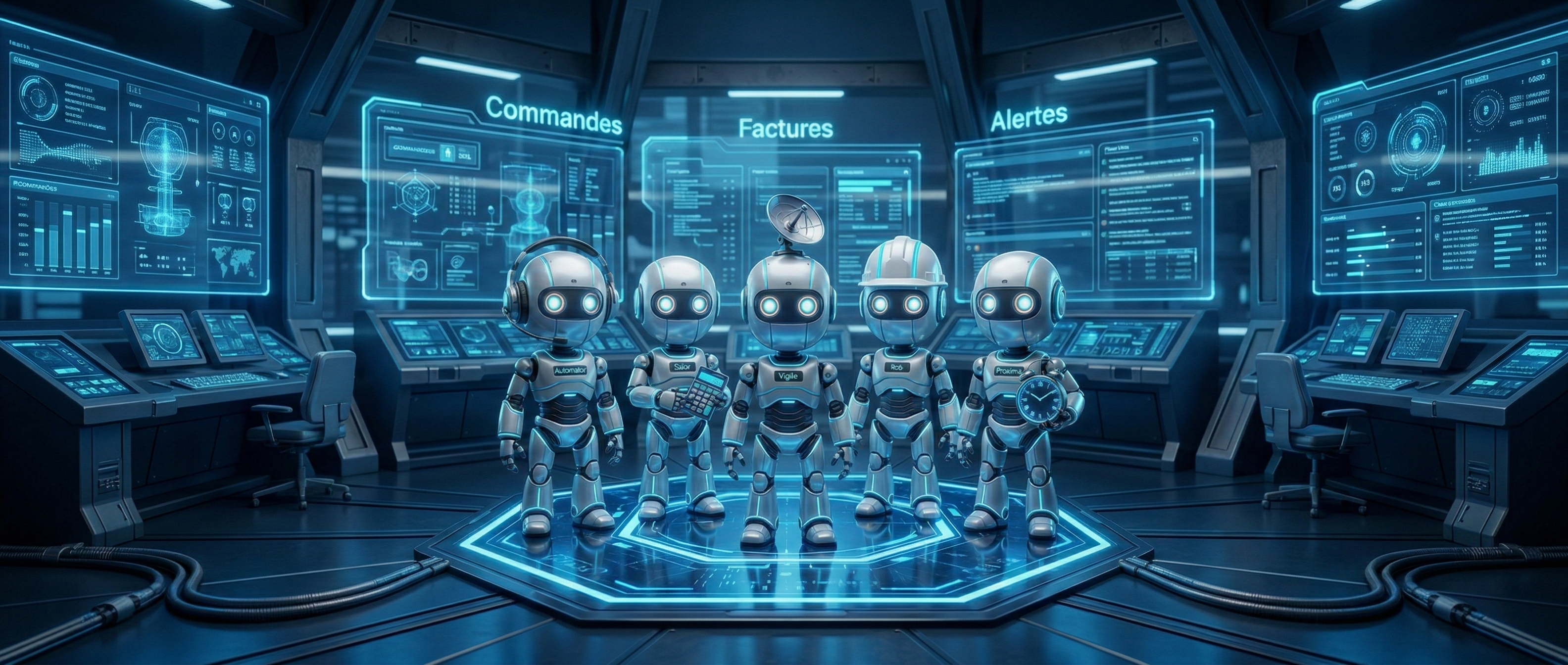 Équipe de mini-bots IA Numérie — vos employés virtuels spécialisés